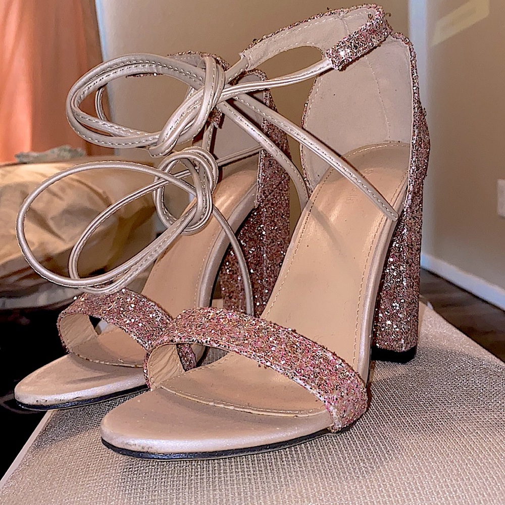 Light pink sparkle heels